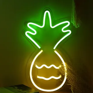 Rosikey LED Neonlicht Schild Pineapple - 44x26cm Ananas Wanddeko - USB Tropen Neon Art Party Dekorationen für tropische Strandläden