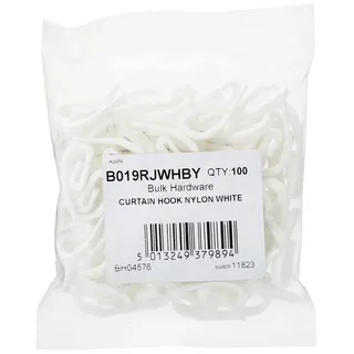 Merriway Vorhanghaken Nylon Weiß 100 Stück, Robuste Gardinenhaken für Vorhangringe und Draht, Hochwertige Faltenhaken aus Kunststoff, Universelles Gardinenzubehör Set