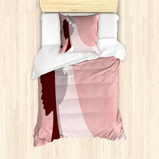ABAKUHAUS Bridal Shower Mantele, Braut Brautkleid, Milbensicher Allergiker geeignet mit Kissenbezügen, 135 cm x 200 cm - 80 x 80 cm, Hellrosa und Weiß