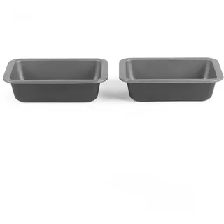 Salter Essentials 2-teiliges rechteckiges Deep-Dish-Set – 2 x 16,5 cm Backformen aus Kohlenstoffstahl, spülmaschinengeeignet, für Heißluftfritteuse & Ofen bis 220 °C, ideal für kleine Portionen