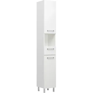 Saphir Hochschrank »Quickset Badschrank 30 cm breit, 2 Türen, 1 Nische, 1 Schublade«, Badezimmer-Hochschrank inkl. Türdämpfer, Griffe in Chrom glänzend, weiß