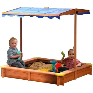 Dobar Holzsandkasten mit Abdeckhaube Blau