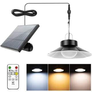 AGOTD Solar Hängelampe, Solarlampen für Außen Hängend mit Fernbedienung, 920LM 3 Farbtemperatur Solar Lampe Outdoor IP65 Wasserdichte Solar Hängelampen für Garten Terrasse Balkon Pavillon