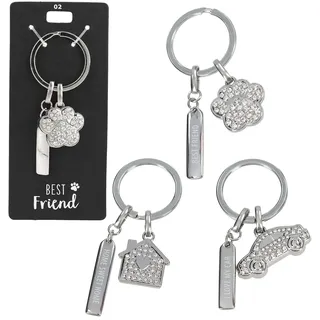 Depesche 0013720.13 Glamour Schlüsselanhänger aus Metall, Glücksbringer mit Krone, Schlüsselring und liebevoller Botschaft, zum Verschenken