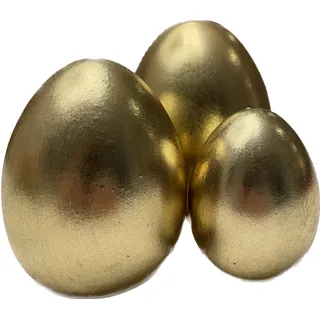 khevga Deko Ostereier 3er Set aus Terracotta – Goldene Ostereier Deko für Ostern – Moderne Osterdekoration für Tisch, Regal, Kommode und Fensterbank – Geschenkidee zu Ostern