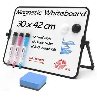 NEWYES Whiteboard Magnetisch Memoboard A3-Größe mit Ständer, Tragbare Doppelseitige Beschreibbar Whiteboard Staffelei Desktop Schreibtafel zum Notieren im Büro, Geschäft und zu Hause