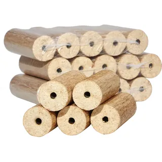 Holzbriketts mit Loch /  Holz-Brikks
