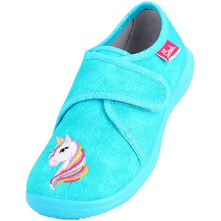 Beck Mädchen eenhoorn Niedrige Hausschuhe, Türkis, 34 EU