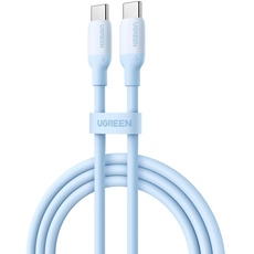 UGREEN USB C Kabel 60W Flexibles Silikagel USB C auf USB C Ladekabel PD 3.0 PPS kompatibel mit iPhone 15 Pro Max Galaxy S24 S23 S22 A54 Pixel 7 iPad Pro 12.9 iPad Mini 6/Air 5 usw. (1M, Blau)