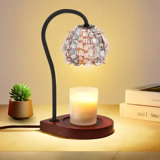 CABRHEART Kerzenwärmer Lampe mit Timer, dimmbar, elektrischer Kerzenwärmer, Schmelzgerät, kleines & großes Glas, Duftkerzenhalter für Heimdekoration, Valentinstagsgeschenk, Weiß-Orange