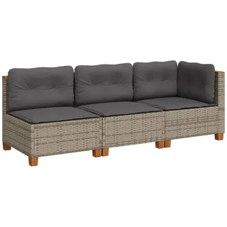 vidaXL Gartensofa 3-Sitzer Loungesofa grau