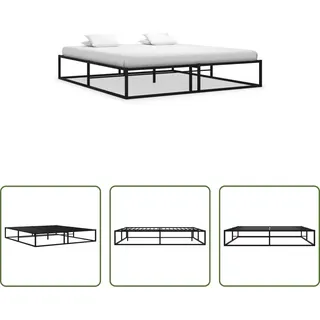 The Living Store Bettgestell Schwarz Metall 180x200 cm - Schwarz