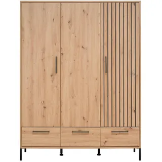 Jimmylee Babykleiderschrank , Eiche Artisan , Holzwerkstoff , 4 Fächer , 3 Schublade(n) Schubladen , 148x195x51 cm , DIN EN ISO 9001 , Beimöbel erhältlich, individuell planbar , Babymöbel & Kindermöbel, Babyzimmer, Babyzimmer-Serien