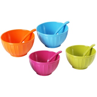 BRUNNER Set mit 4 Schüsseln für Eis Ice Cream Bowl - aus hochwertigem Melamin, bruchsicher und langlebig - mit Löffel