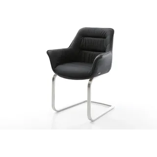 Freischwinger Kaira-Flex Echt-Leder Schwarz Freischwinger flach Edelstahl