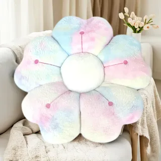 ODIWEN Blume Bodenkissen Sitzkissen, Blumenbodenkissen Sitzkissen Bodenkissen,50cm,Niedliche Blume Kissen, Weiches Blütenblattkissen, Blumenförmige Wurfkissen, Blumenkissen, Blumen Kissen(Bunt)
