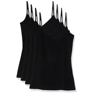 Amazon Essentials Damen Strick-Lagen-Camisole mit V-Ausschnitt in schmaler Passform (erhältlich in Übergrößen), 4er-Pack, Schwarz, XXL