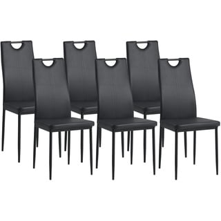 Albatros Esszimmerstühle SALERNO 6er Set, Schwarz- Edles Italienisches Design, Polsterstuhl mit Kunstleder-Bezug, Modern, Stilvoll am