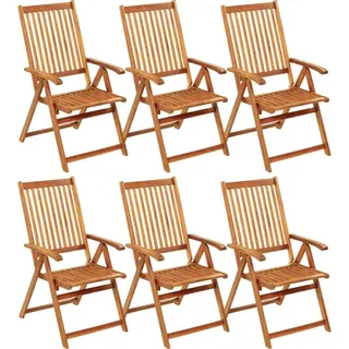 vidaXL Klappbare Gartenstühle 6 Stk. mit Auflagen Massivholz Akazie - Rot