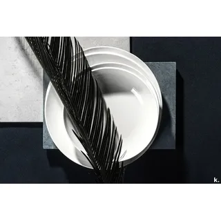 Konsimo Essservices Speiseteller 6-tlg. Spulmachinen- und Mikrowellengeeignet "RESEDA", Creme, Porzellan, Italian, 26.5 cm - Creme