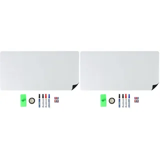 Relaxdays Whiteboard Folie, H x B: 40 x 80 cm, 4 Stifte, 6 Magnete, Stiftebox, Klebeband, magnetisches Memoboard, weiß (Packung mit 2)