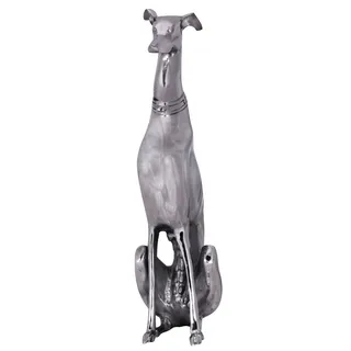 FineBuy Deko Design Dog aus Aluminium silbern Windhund Skulptur Hundestatue