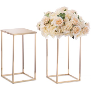 Nuptio Gold Hochzeit Tafelaufsätze für Tische - 2 Stück Geometrische Goldene Vase 40cm Hohe Blume Stehen Tisch Tafelaufsatz Metall Vasen Spalte Steht für Geburtstagsfeiern Heimdekoration