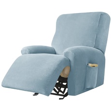 Highdi Stretchhusse für Relaxsessel Komplett Sesselschoner, Stretch Relaxsessel Bezüge 1 Stück - Einfarbig Samt Elastisch Sesselbezug für Fernsehsessel Liege Sessel (Hellblau)