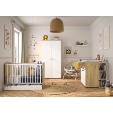 Galipette Babyzimmer-Komplettset »Arthur«, (6 St., mit Schrank, Bett mit Schubl, Wickelkommode, Wickelaufsatz und Regal), braun