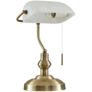 Lindby Tischlampe Profina (Retro, Vintage Antik) in Bronze aus Metall (1 flammig E27) - Tischleuchte Schreibtischlampe Nachttischlampe Arbeitszimmerleuchte