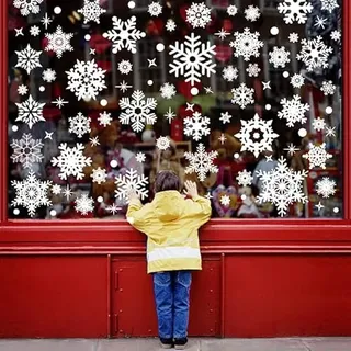 heekpek 235 Stück Schneeflocken Fensterbilder Weihnachten Selbstklebend, Fensteraufkleber Weihnachten Weiß Fensterdeko Winter Wiederverwendbare Fenstersticker Schneeflocken