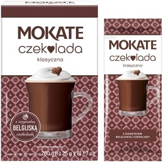 MOKATE® Hot Chocolate Classic Trinkschokolade |8 Säckchen 200g | Geschmack: Schokolade | Trinkmilchschokolade lösliches Instant Getränkepulver Smooth & Creamy Kakao Pulver Getränke