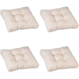 Beo Sitzkissen 60x60 cm wasserabweisend für Lounge Gartenmöbel | Made in EU 4er Set Kissen Beige | Stuhlkissen mit hoher Lichtechtigkeit - UV-Ausbleichschutz | Öko-Tex geprüft schadstofffrei