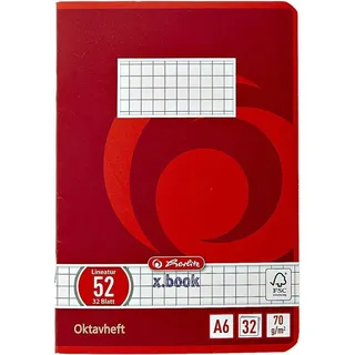 Herlitz Oktavheft x.book, DIN A6 kariert 70 g/qm, 32 Blatt
