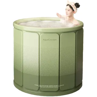 Simcat 70X65cm Faltbare Badewanne für Heiß- und Kaltbäder - Tragbare Erwachsenen Badewanne, Dusche-Kompatibel für kleine Badezimmer, Outdoor SPA & Wellness (grün)
