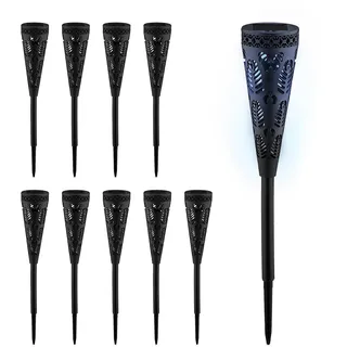 Relaxdays Solarleuchte Kunststoff H 41 cm D 7 cm 10er Set schwarz
