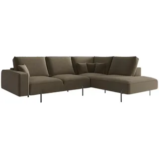 Livetastic Ecksofa , Braun , Textil , Füllung: Daunen, Silikon , Ottomane rechts, L-Form , 280x223 cm , Made in Eu , Rücken echt , Wohnzimmer, Sofas & Couches, Wohnlandschaften, Ecksofas