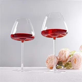 Concave Bottom Bleifreies Kristall Rotweinglas Set (2 Stück - Schwarze Fliege Kristall Weinglas Champagnerglas Bordeaux Cocktailglas)