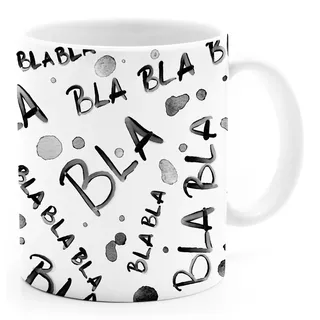 MoonWorks® Kaffee-Tasse mit Spruch Blablabla Muster Bürotasse lustige Kaffeebecher Arbeit Geschenk Kollegen Weiss standard
