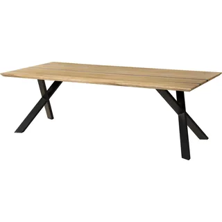 Massivmoebel24.de Esstisch Mango 180x90x76 natur lackiert / Epoxid schwarz, ausgestellte X-Beine anthrazit matt EPOXY