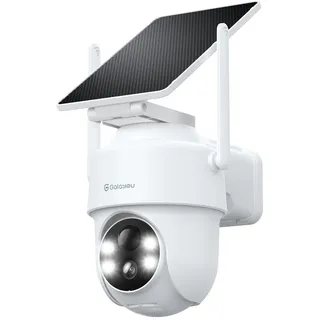 GALAYOU Überwachungskamera Aussen Akku Solar - 2K PTZ WLAN Kamera Überwachung Außen mit Solarpanel, PIR Bewegungsmelder, Kabellos, 2,4GHz WiFi, IP65, Farbnachtsicht, Zwei-Wege-Audio, R1