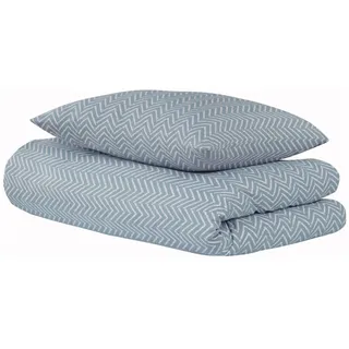 SCHIESSER Grebur Zickzack Baumwolle Hellblau 135 x 200 cm + 2 x 80 x 80 cm
