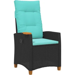 vidaXL Liegestuhl mit Teeteller 62 x 64 x 112 cm Poly-Rattan - Schwarz