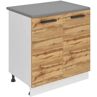 Belini Unterschrank Küche, Küchenunterschrank 80 cm Breite. SD Küchenunterschrank mit Arbeitsplatte. Küchenschrank mit 2 Türen, Wotan-Eiche - Braun