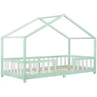 [en.casa] Kinderbett Treviolo 90 x 200 cm Kiefer lackiert mint-grün/weiß