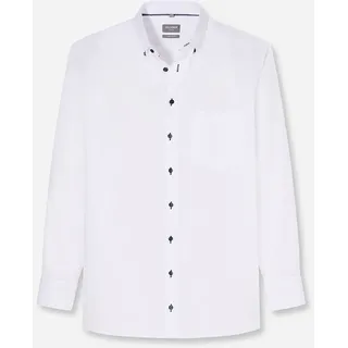 Langarmhemd OLYMP "Luxor", Herren, Gr. 42, N-Gr, weiß, Web, Obermaterial: 100% Baumwolle, comfort fit normal, 2-Knopf-Manschette, Hemden Langarmhemd, Businesshemd, comfort fit, Button-down-Kragen, Topseller