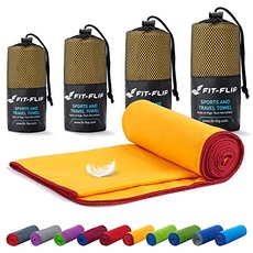 Fit-Flip Mikrofaser Handtuch - kompakt, leicht und schnelltrocknend - Microfaser Handtücher - als Reisehandtuch, Sporthandtuch, Strandtuch und Badetuch groß (40x80cm, Gelb - Weinrot)