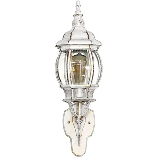 Licht-Erlebnisse Außen Wandleuchte BREST in Weiß Gold IP44 E27 Außenlampe Haus Hof Balkon