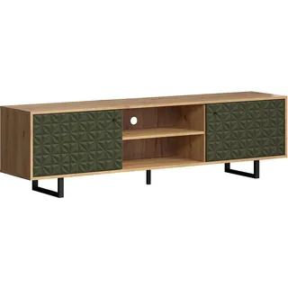 trendteam Sentra TV-Lowboard 184 x 52 x 40 cm Dark Green/Artisan Eiche
