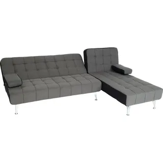 Mendler Schlafsofa HWC-K22, Couch Ecksofa Sofa, Liegefläche links/rechts Schlaffunktion 236cm Stoff/Textil dunkelgrau, schwarz - Grau